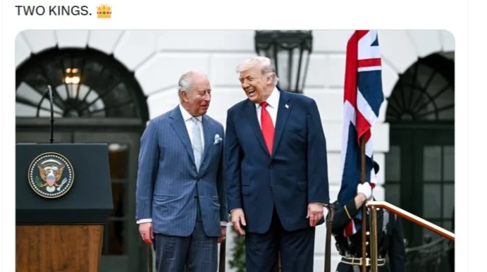 Заголовок: Фотографія Трампа і Чарльза III стала об'єктом широкого обговорення